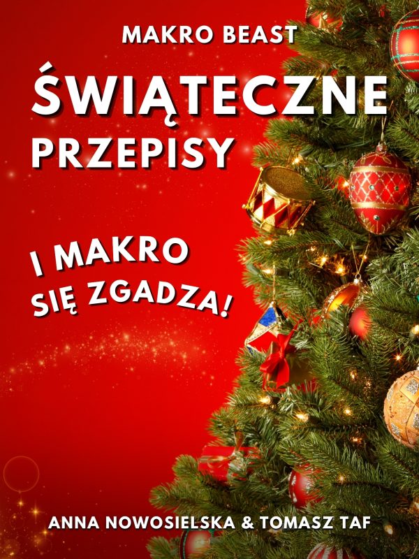 Okładka e-booka z 24 przepisami świątecznymi w zdrowszej odsłonie, z wyższą ilością białka i bez cukru.