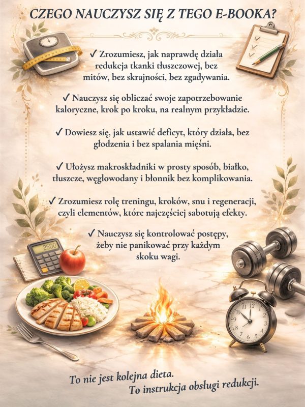Czego nauczysz się z e-booka o redukcji – dieta, kalorie i makroskładniki