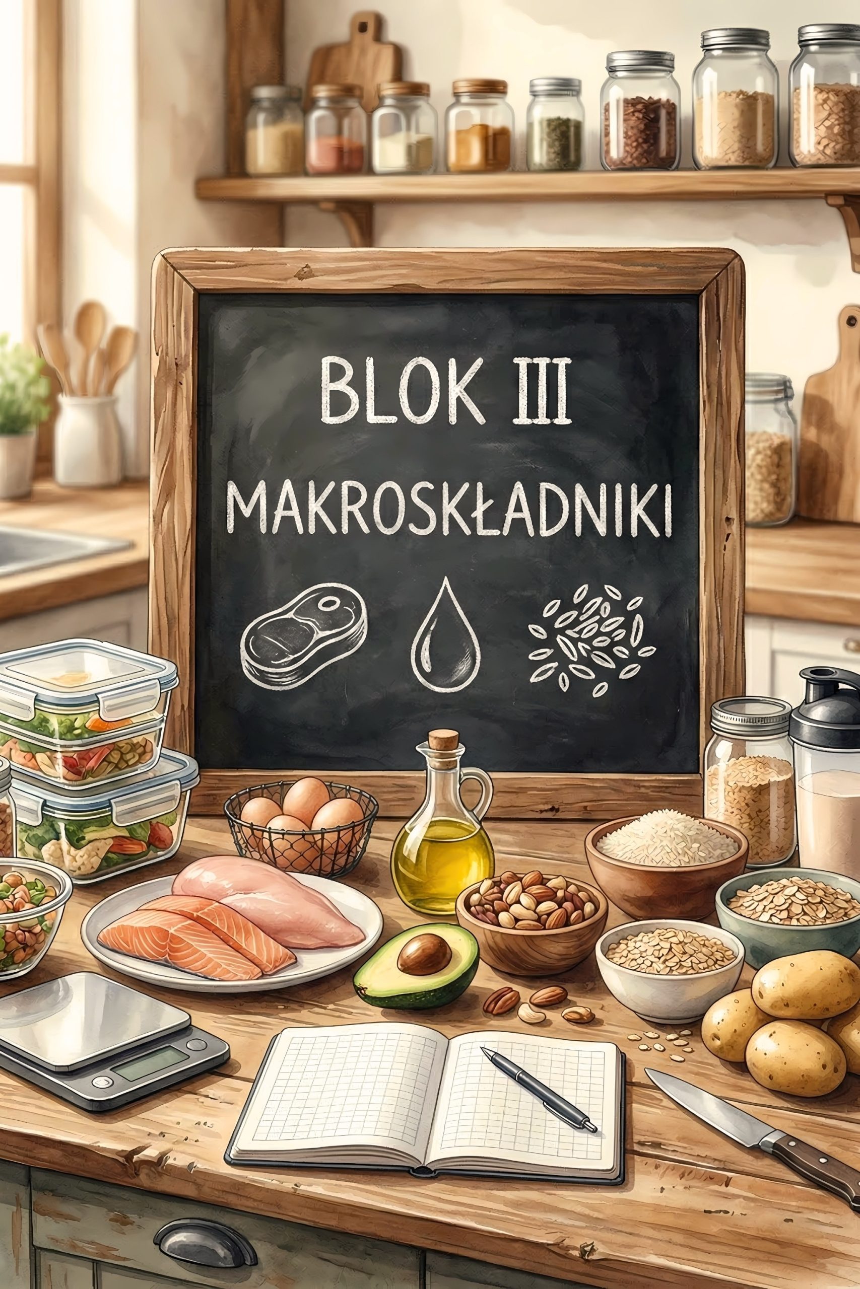 Makroskładniki w diecie – białko tłuszcze węglowodany infografika